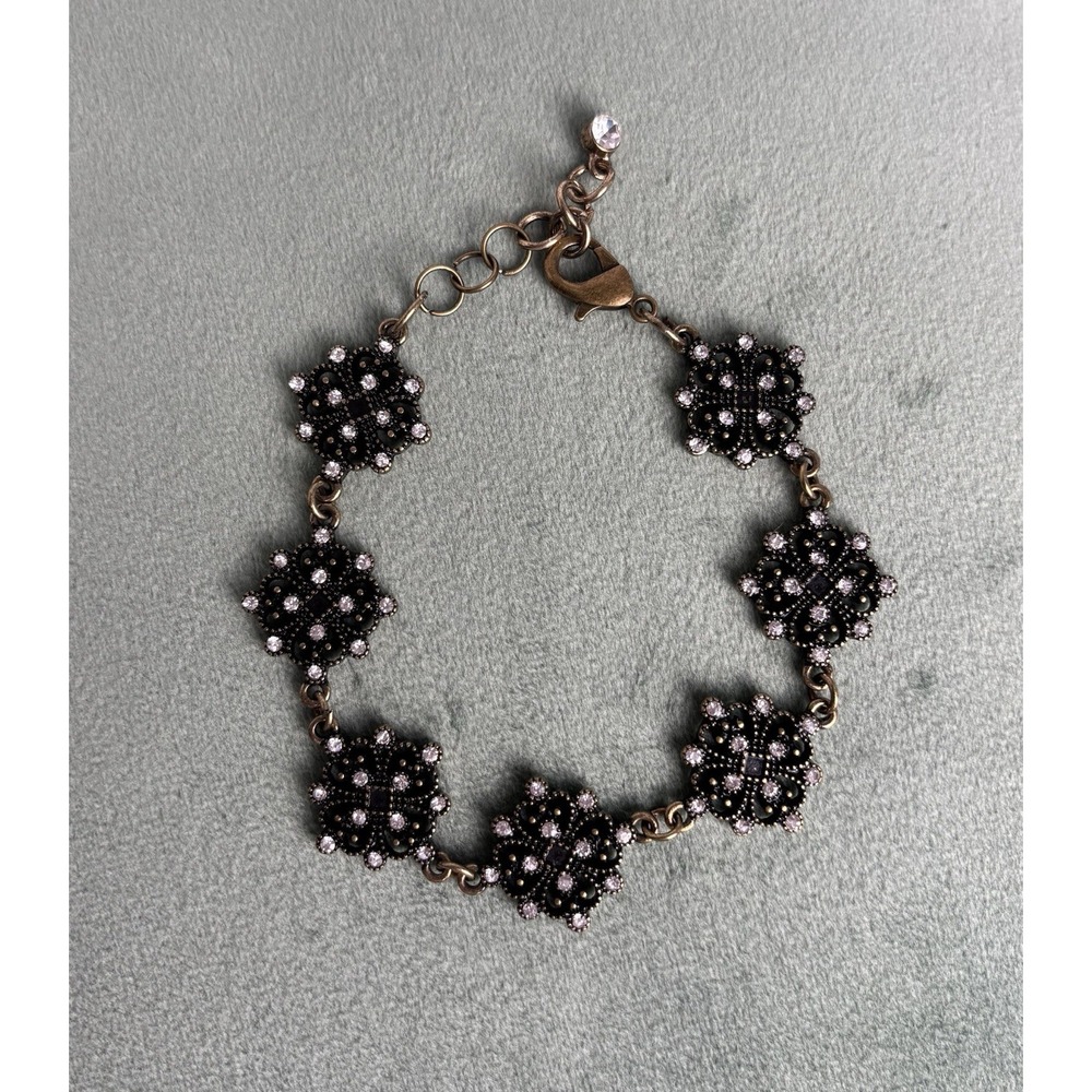 Handmade Bracelet Gold‎ Rhinestones Gem Feminine Elegant Victorian 7.5-9" P080